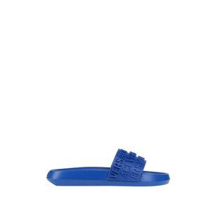 Versace Men's Blue Rubber Logo Pool Slides Sandals Designer Size 43 / 10 NIB